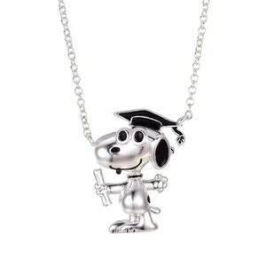 Snoopy Graduated PEANUTS Silver Plated "Snoopy" Graduation Pendant Necklace